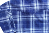男士蓝色格纹格子短袖时尚棉衬衫