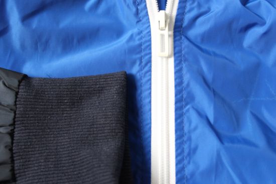 高端拉链固定外套，白色蓝色黑色拼布连帽运动外套