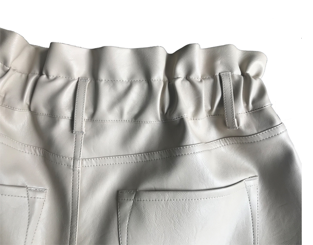 灰褐色彩色皮革纸袋高腰PU短裤